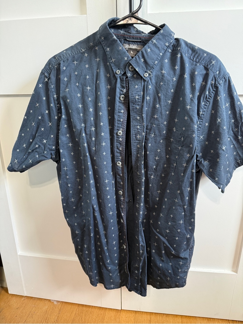 Eddie Bauer Navy Short-Sleeve Button-Down Shirt